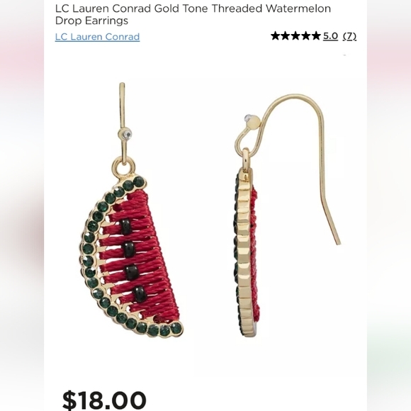 LC Lauren Conrad Gold Tone Threaded Watermelon Drop Earrings - Picture 2 of 5
